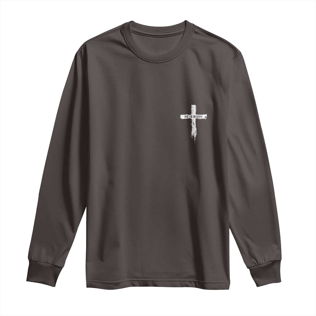 Easter Christian Cross Religious He Is Risen Long Sleeve Shirt