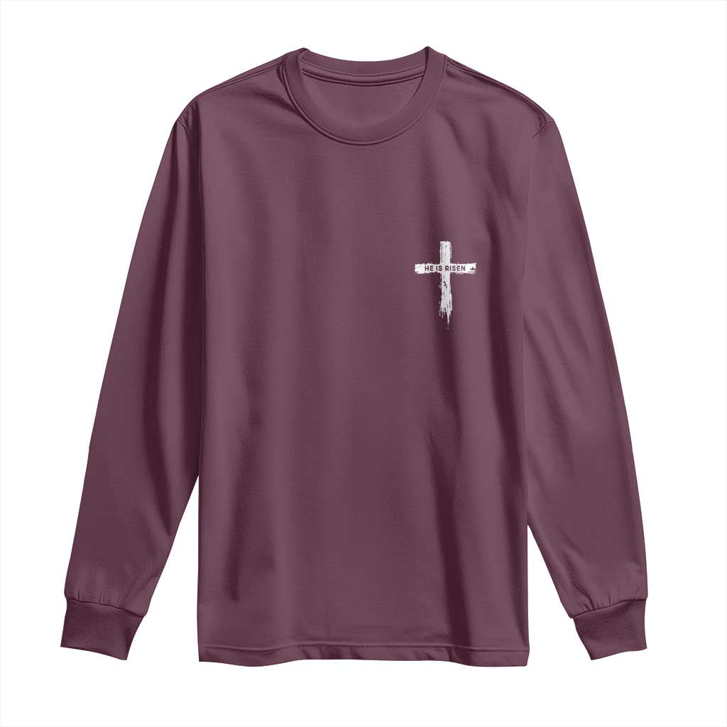 Easter Christian Cross Religious He Is Risen Long Sleeve Shirt
