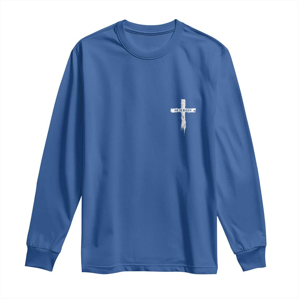 Easter Christian Cross Religious He Is Risen Long Sleeve Shirt