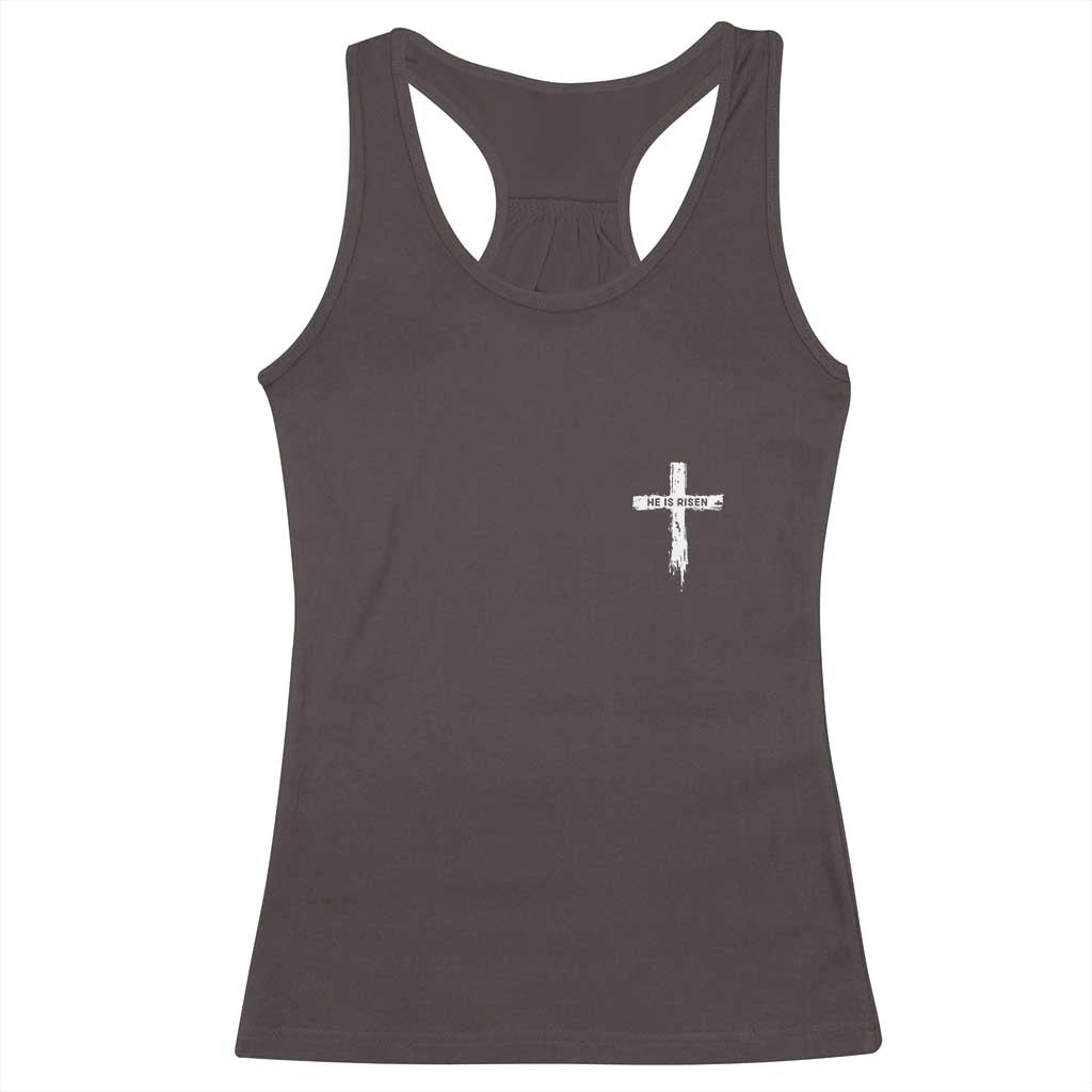 Easter Christian Cross Religious He Is Risen Racerback Tank Top