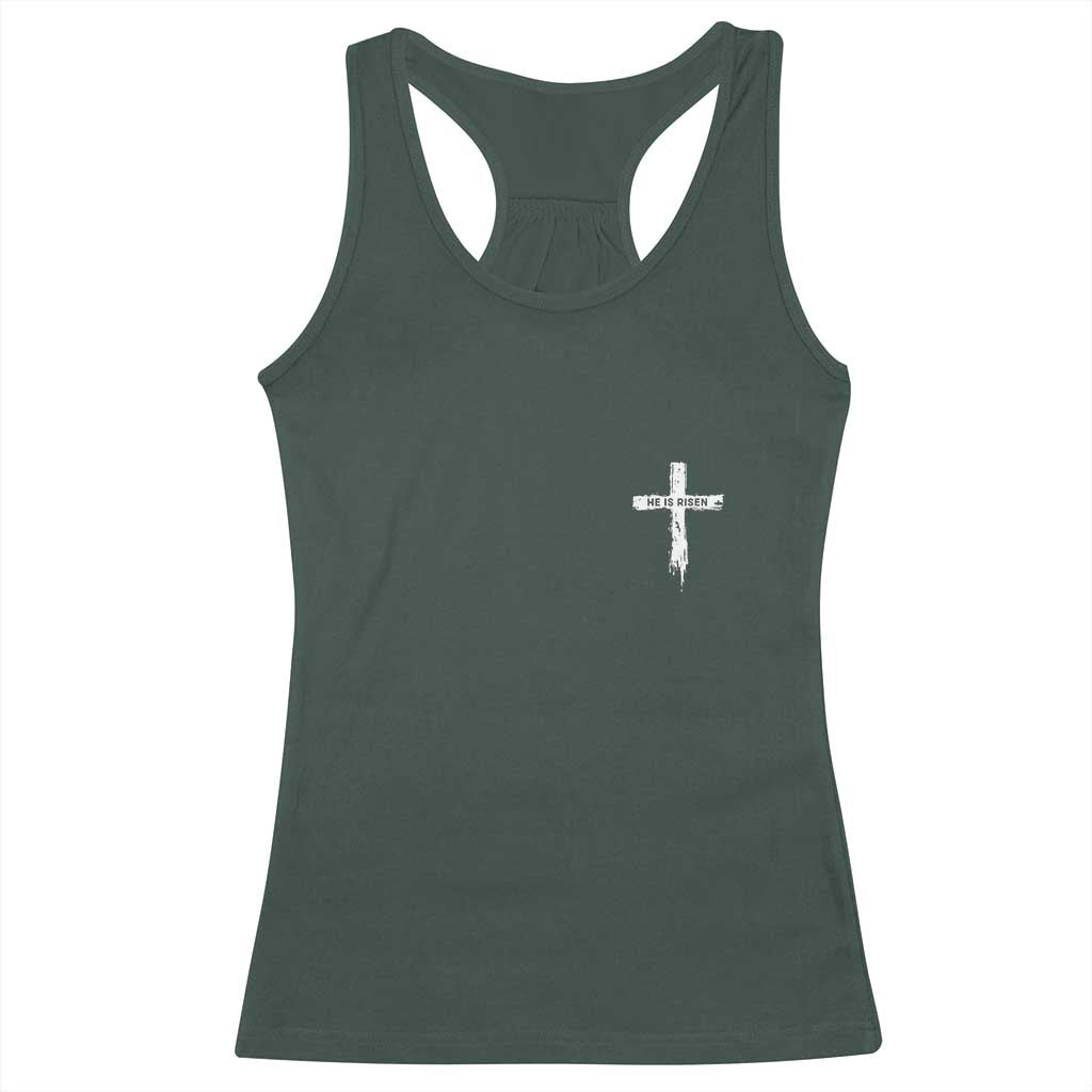 Easter Christian Cross Religious He Is Risen Racerback Tank Top