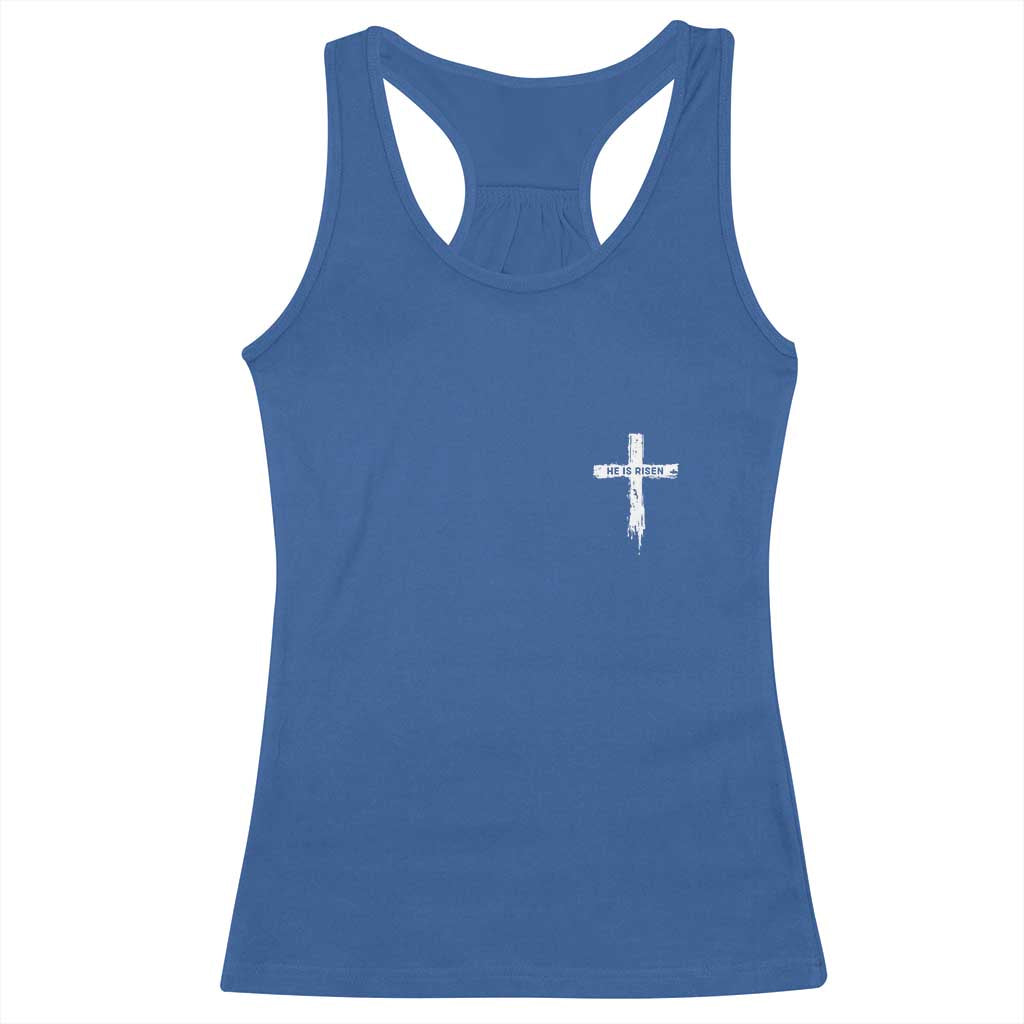 Easter Christian Cross Religious He Is Risen Racerback Tank Top