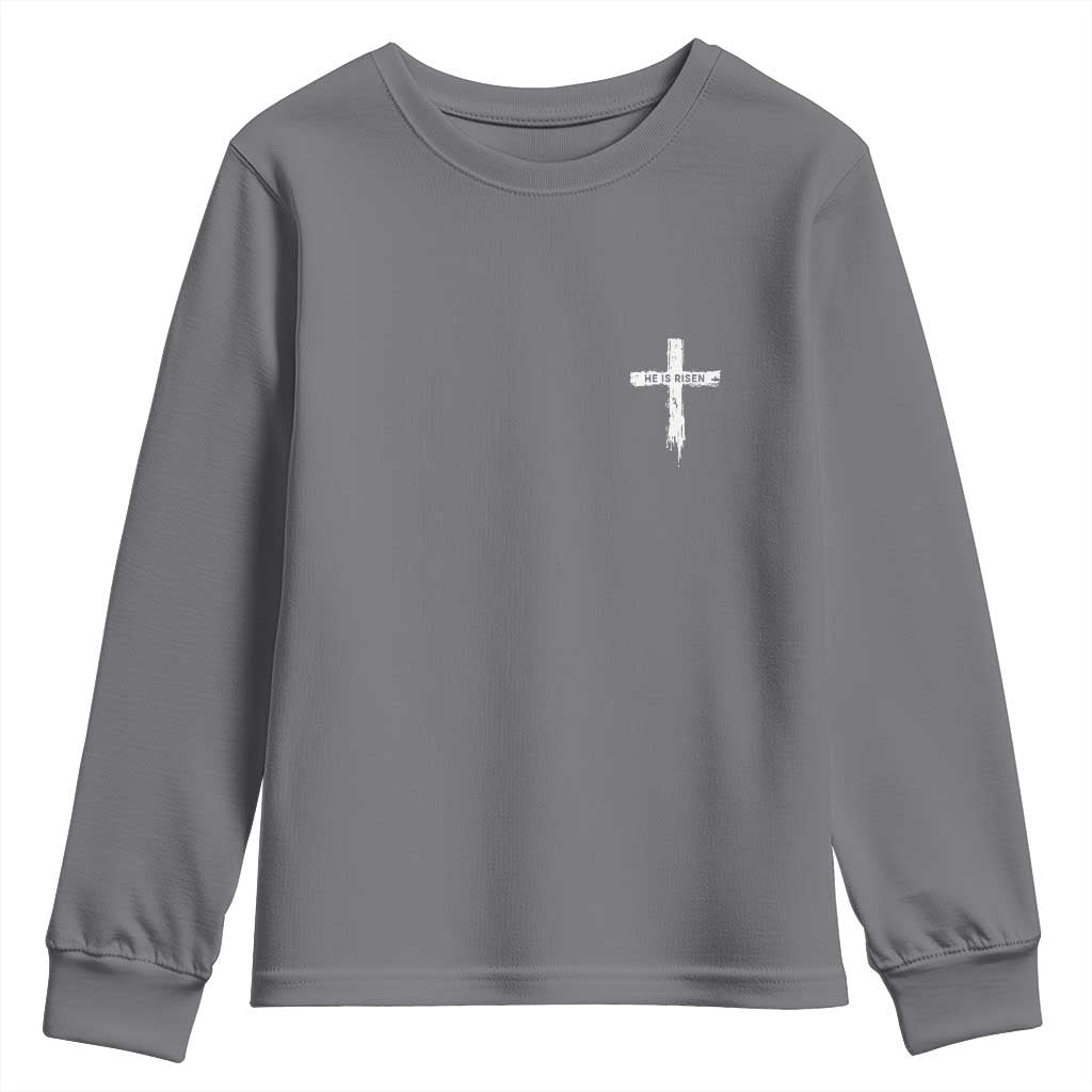 Easter Christian Cross Religious He Is Risen Youth Sweatshirt
