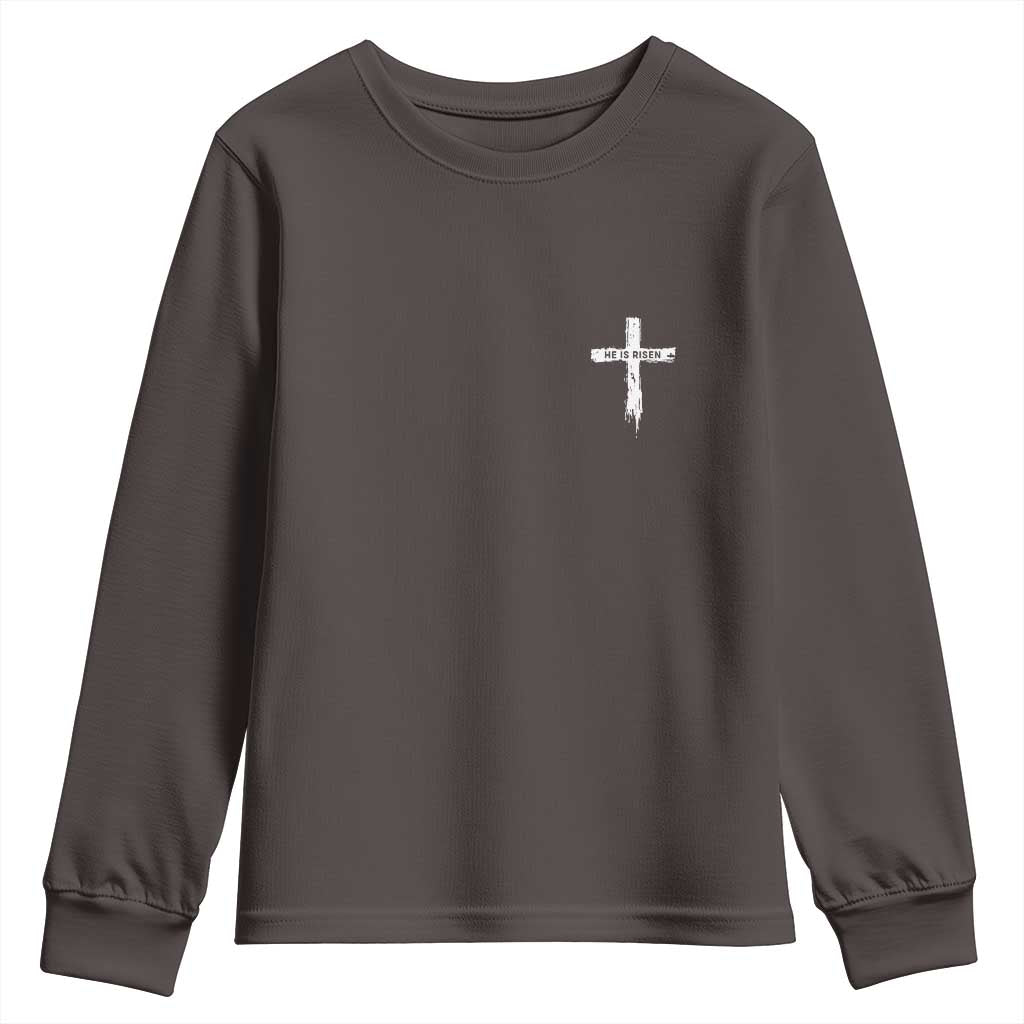 Easter Christian Cross Religious He Is Risen Youth Sweatshirt