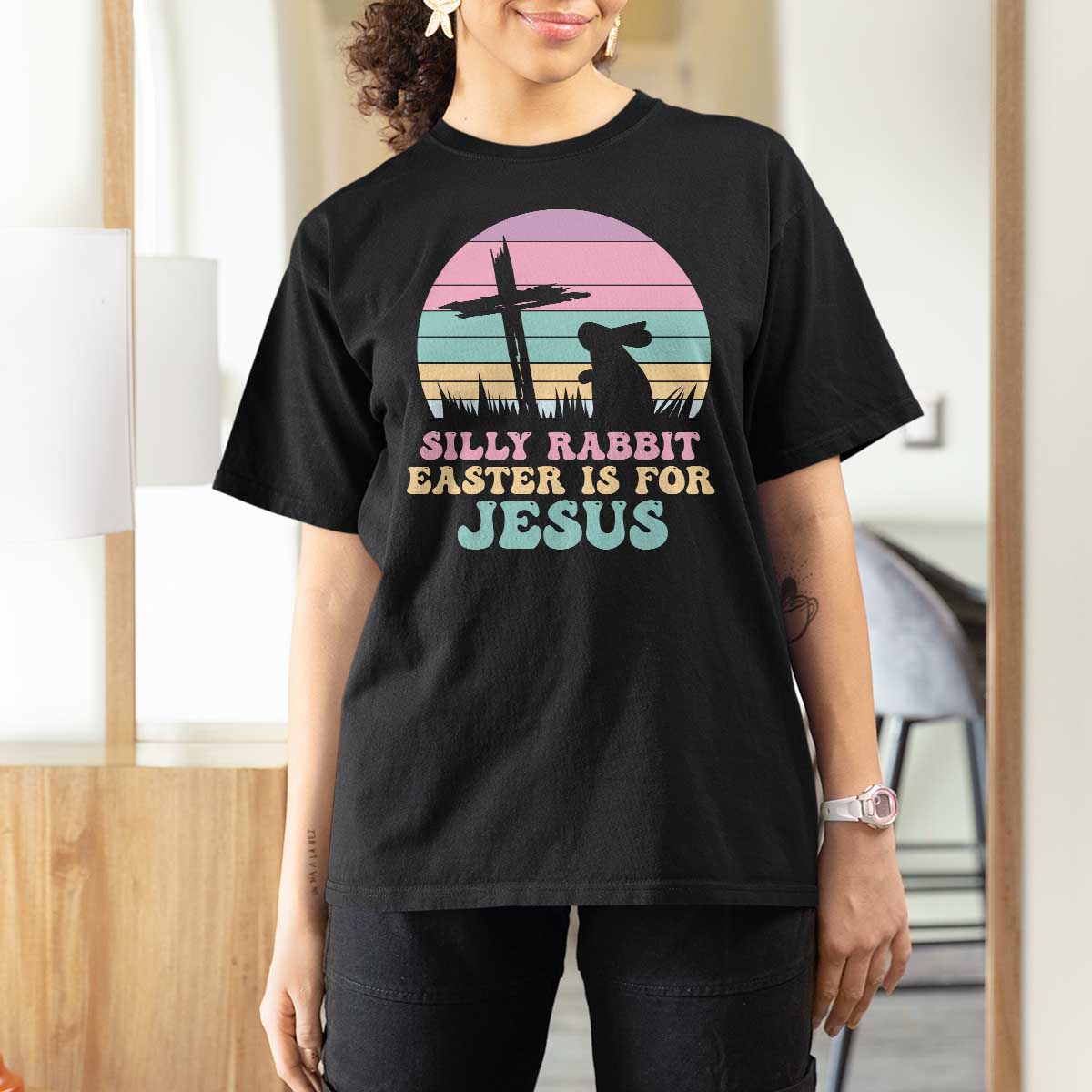 Silly Rabbit Easter Is For Jesus Christians T Shirt For Women Cross Religious