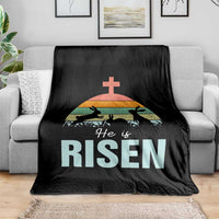 Retro He is Risen Throw Blanket Bunny Easter Cross Christian Religious Jesus Has Risen - Wonder Print Shop