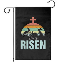 Retro He is Risen Garden Flag Bunny Easter Cross Christian Religious Jesus Has Risen - Wonder Print Shop