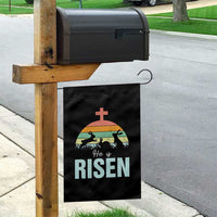 Retro He is Risen Garden Flag Bunny Easter Cross Christian Religious Jesus Has Risen - Wonder Print Shop