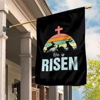 Retro He is Risen Garden Flag Bunny Easter Cross Christian Religious Jesus Has Risen - Wonder Print Shop