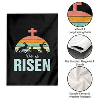 Retro He is Risen Garden Flag Bunny Easter Cross Christian Religious Jesus Has Risen - Wonder Print Shop