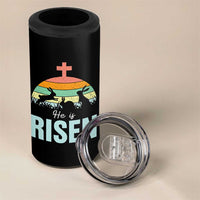 Retro He is Risen 4 in 1 Can Cooler Tumbler Bunny Easter Cross Christian Religious Jesus Has Risen - Wonder Print Shop