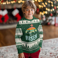 Retro He is Risen Ugly Christmas Sweater Bunny Easter Cross Christian Religious Jesus Has Risen - Wonder Print Shop