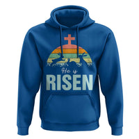 Retro He is Risen Hoodie Bunny Easter Cross Christian Religious Jesus Has Risen - Wonder Print Shop