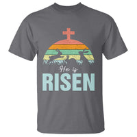 Retro He is Risen T Shirt Bunny Easter Cross Christian Religious Jesus Has Risen - Wonder Print Shop