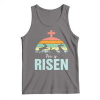 Retro He is Risen Tank Top Bunny Easter Cross Christian Religious Jesus Has Risen - Wonder Print Shop
