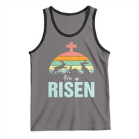 Retro He is Risen Tank Top Bunny Easter Cross Christian Religious Jesus Has Risen - Wonder Print Shop