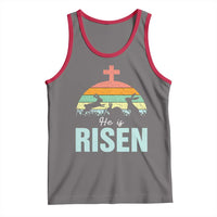Retro He is Risen Tank Top Bunny Easter Cross Christian Religious Jesus Has Risen - Wonder Print Shop