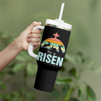 Retro He is Risen Tumbler With Handle Bunny Easter Cross Christian Religious Jesus Has Risen - Wonder Print Shop