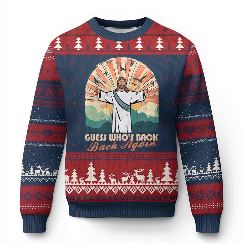 Funny Christian Easter Ugly Christmas Sweater Guess Whos Back Jesus Religious - Wonder Print Shop