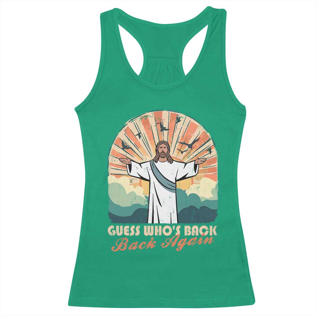 Funny Christian Easter Racerback Tank Top Guess Whos Back Jesus Religious - Wonder Print Shop