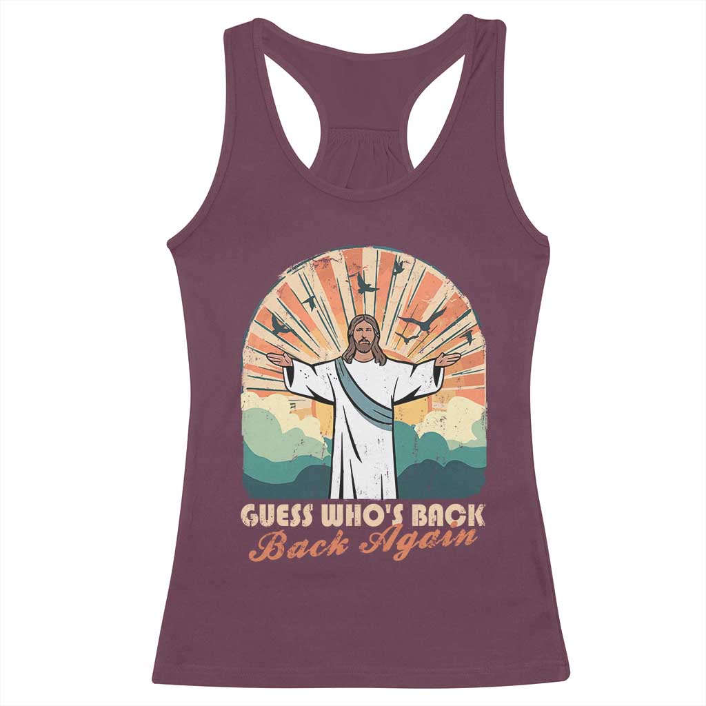 Funny Christian Easter Racerback Tank Top Guess Whos Back Jesus Religious - Wonder Print Shop