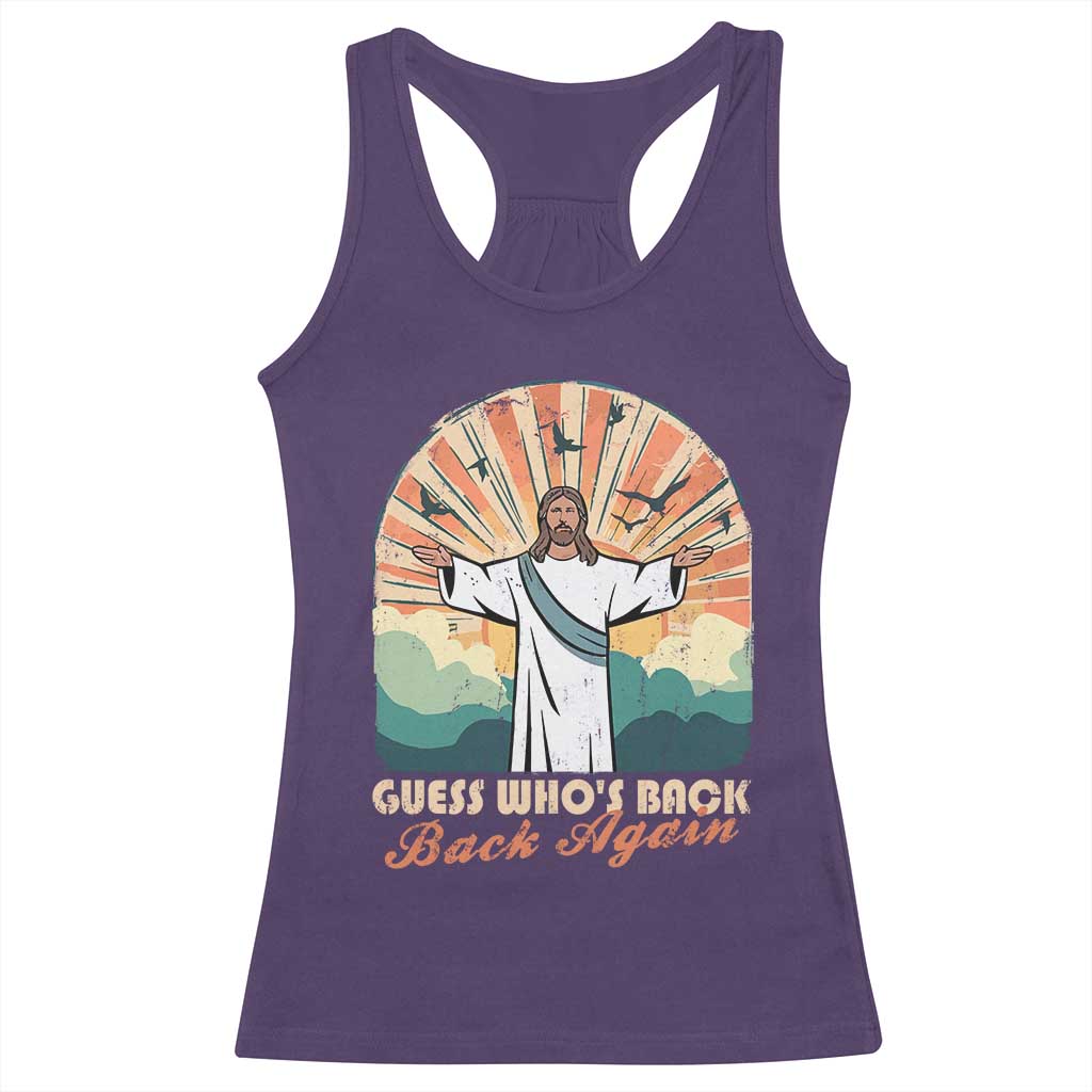 Funny Christian Easter Racerback Tank Top Guess Whos Back Jesus Religious - Wonder Print Shop