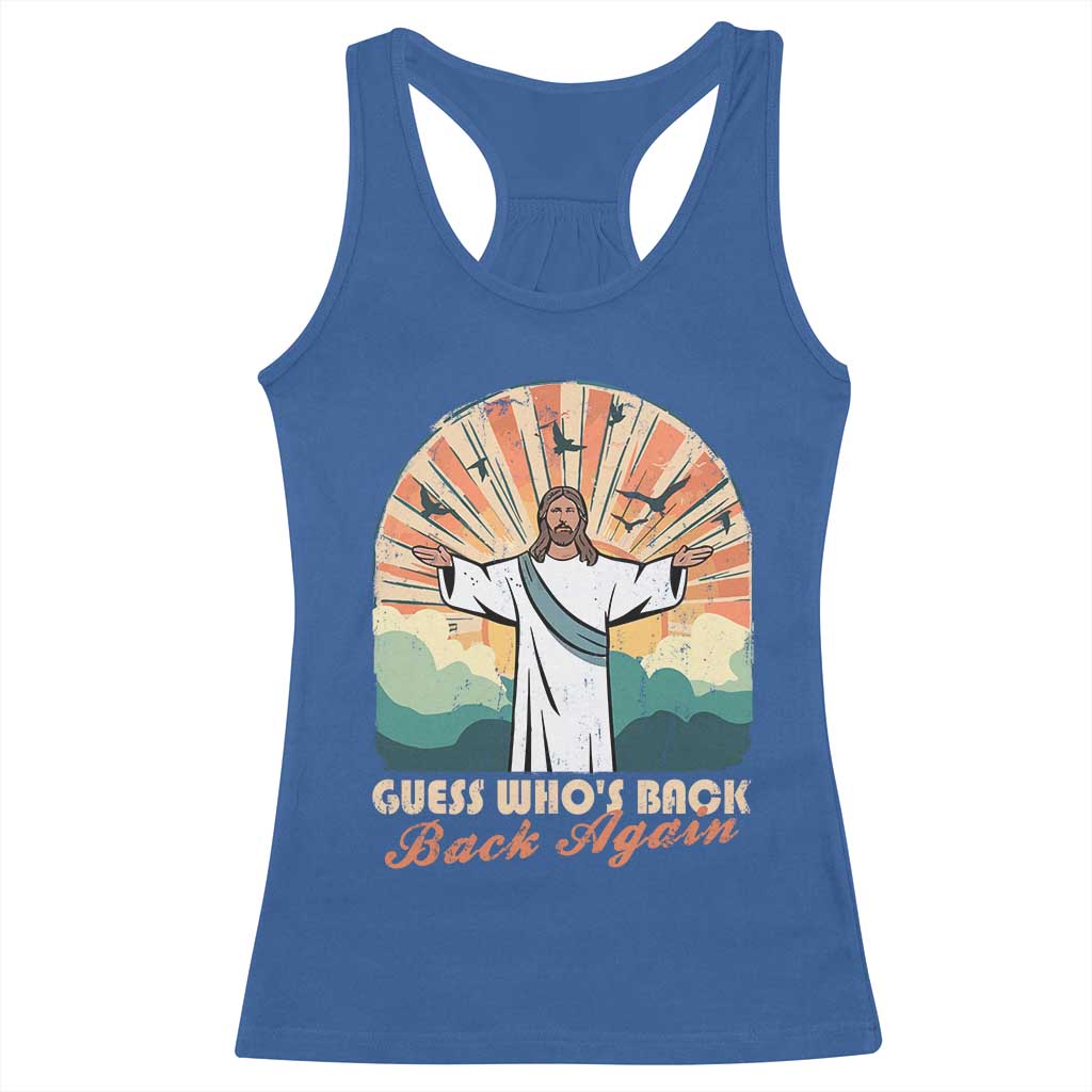 Funny Christian Easter Racerback Tank Top Guess Whos Back Jesus Religious - Wonder Print Shop