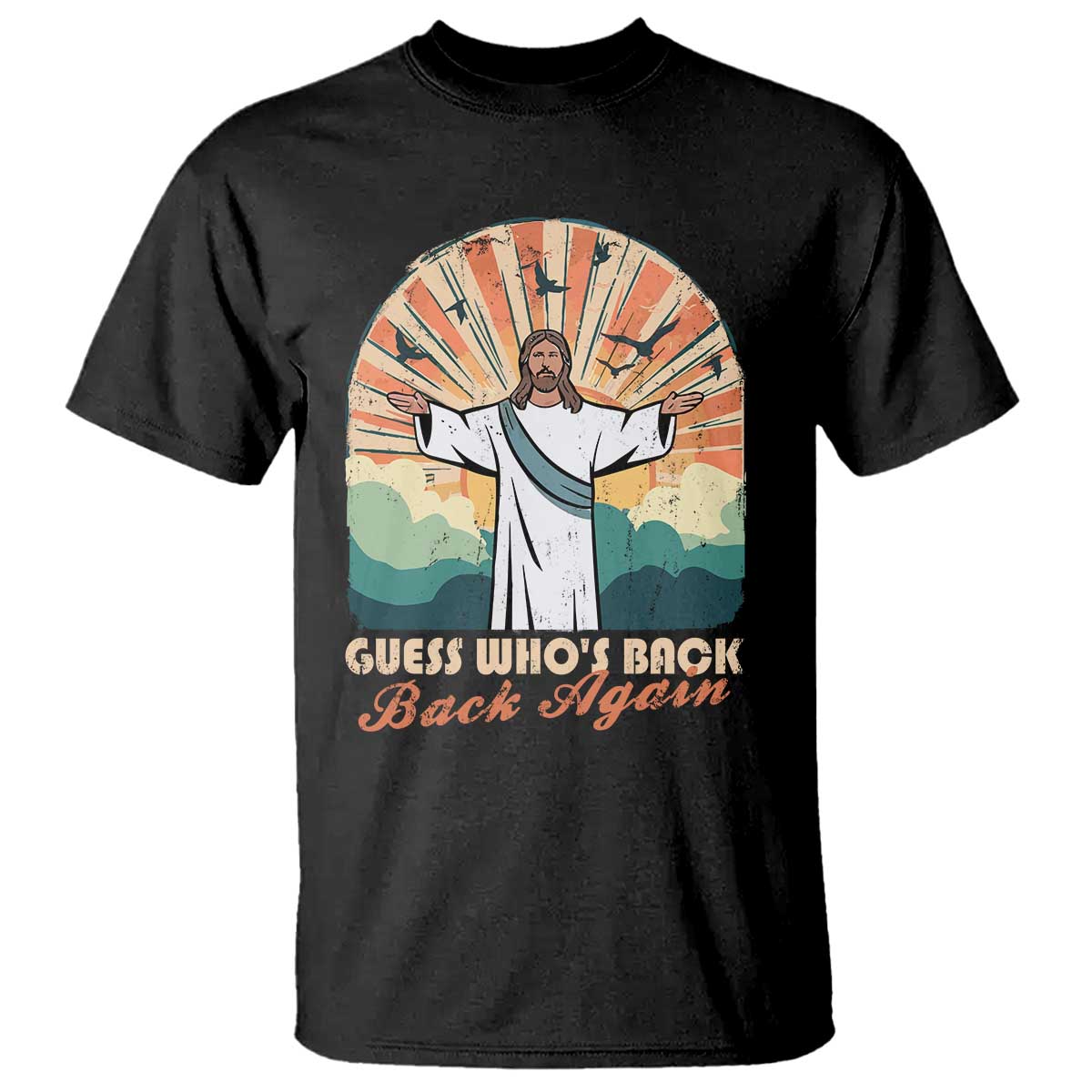Funny Christian Easter T Shirt Guess Whos Back Jesus Religious - Wonder Print Shop