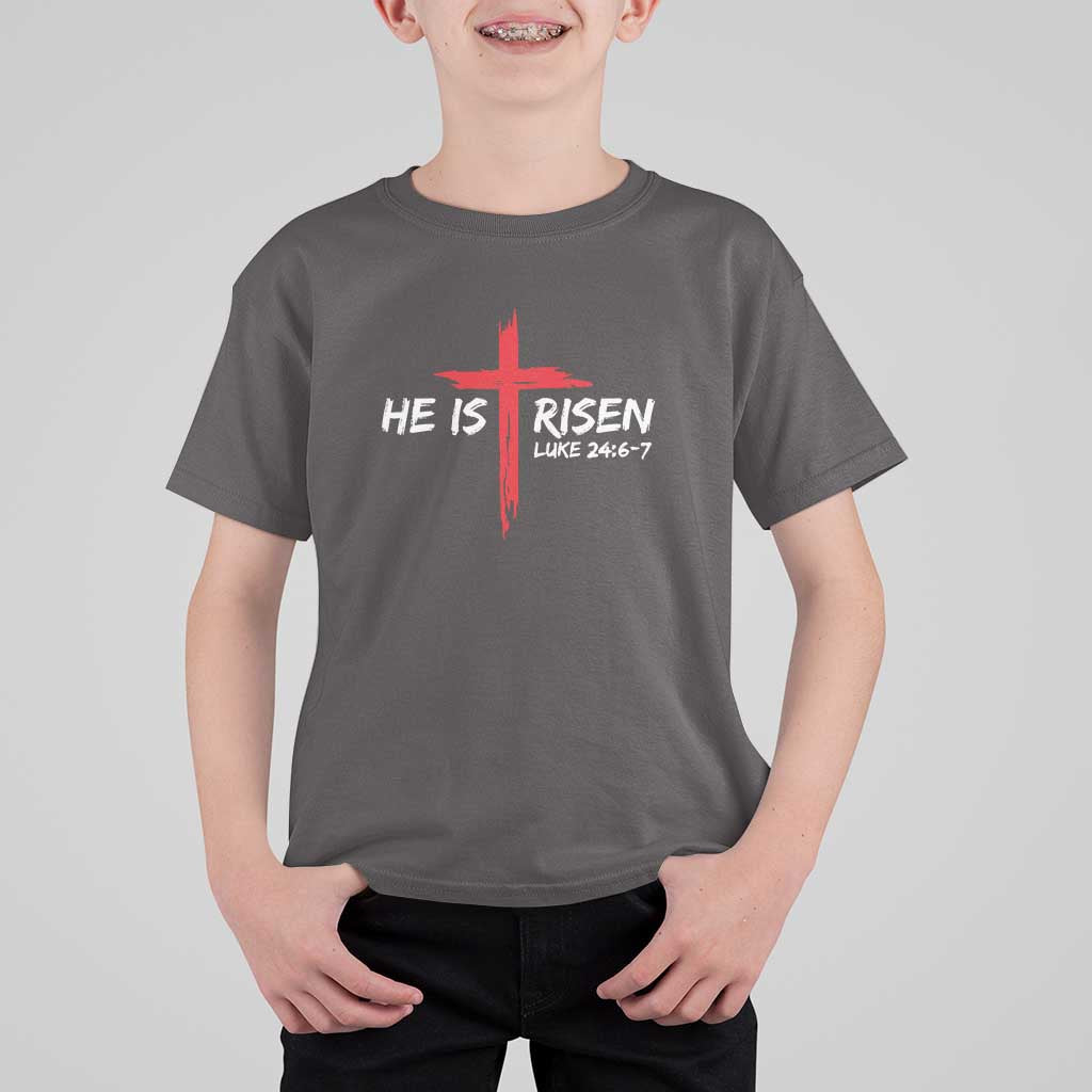 Jesus He Is Risen T Shirt For Kid Christian Cross Bible Verse Easter Day
