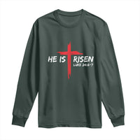 Jesus He Is Risen Long Sleeve Shirt Christian Cross Bible Verse Easter Day
