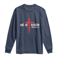 Jesus He Is Risen Long Sleeve Shirt Christian Cross Bible Verse Easter Day