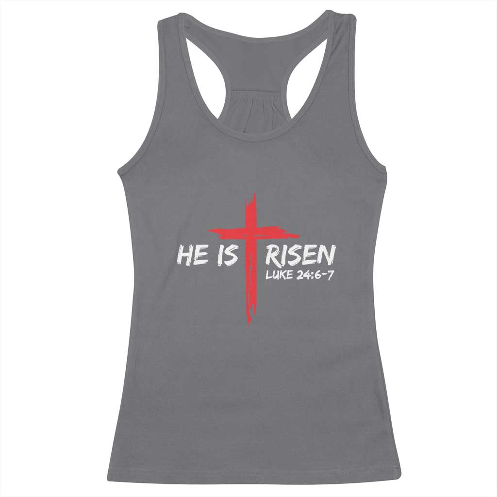 Jesus He Is Risen Racerback Tank Top Christian Cross Bible Verse Easter Day