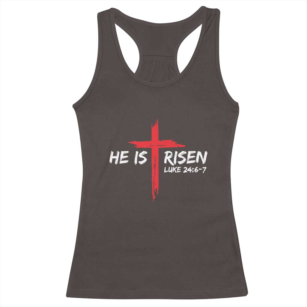 Jesus He Is Risen Racerback Tank Top Christian Cross Bible Verse Easter Day