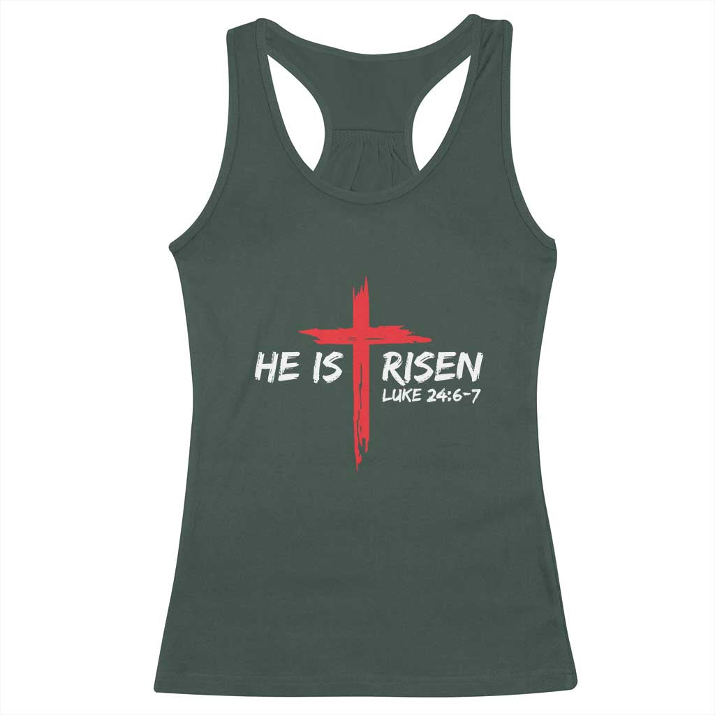 Jesus He Is Risen Racerback Tank Top Christian Cross Bible Verse Easter Day