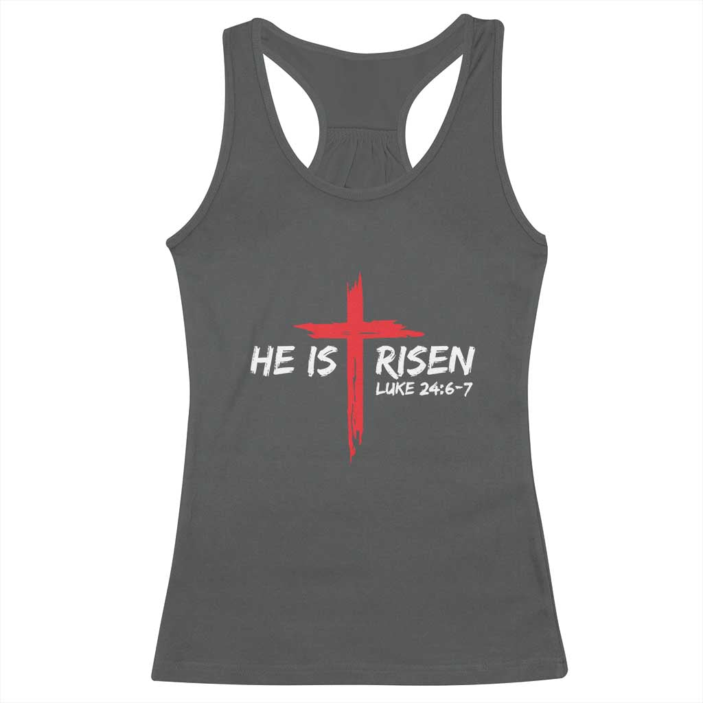 Jesus He Is Risen Racerback Tank Top Christian Cross Bible Verse Easter Day