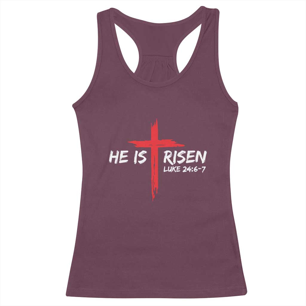 Jesus He Is Risen Racerback Tank Top Christian Cross Bible Verse Easter Day