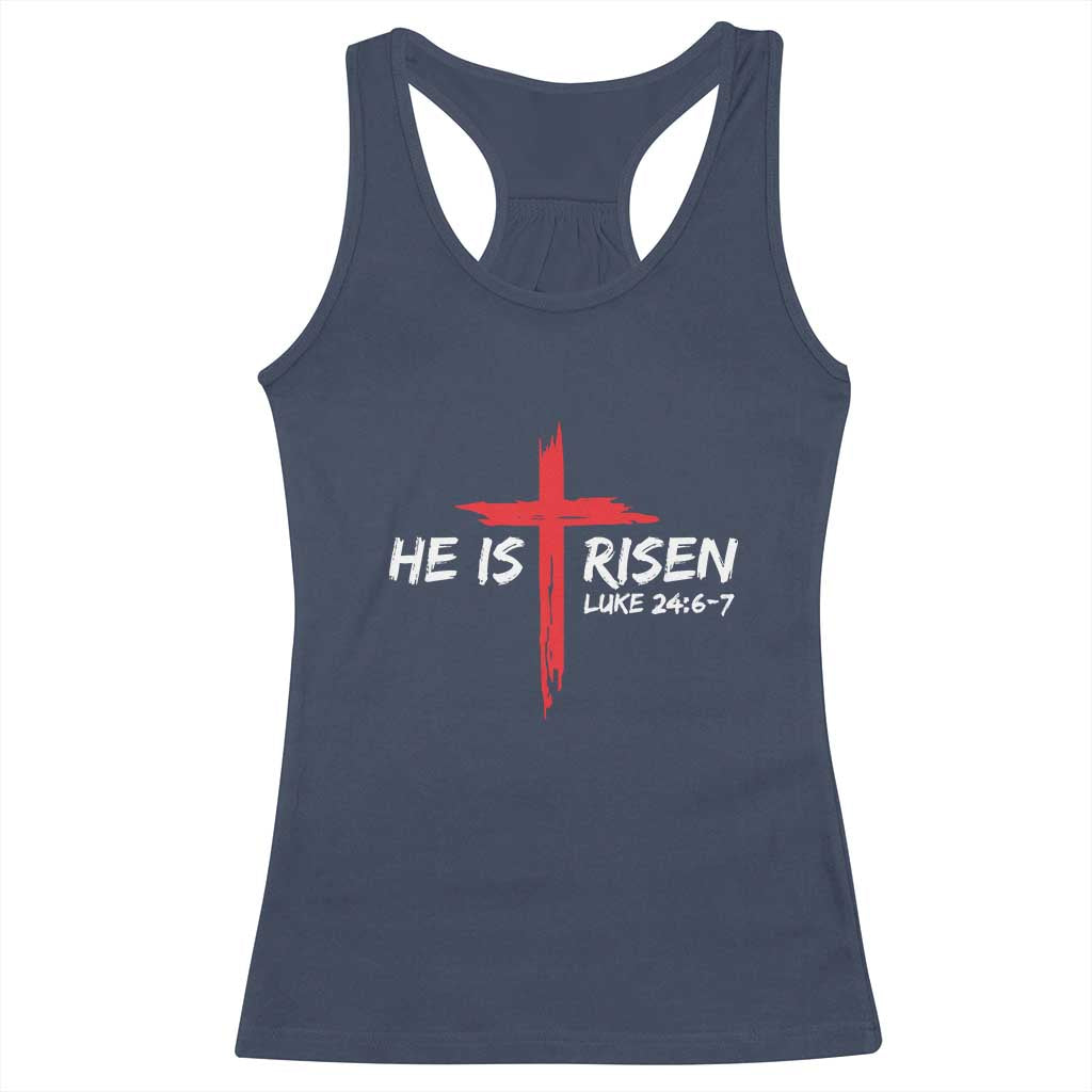 Jesus He Is Risen Racerback Tank Top Christian Cross Bible Verse Easter Day