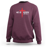 Jesus He Is Risen Sweatshirt Christian Cross Bible Verse Easter Day