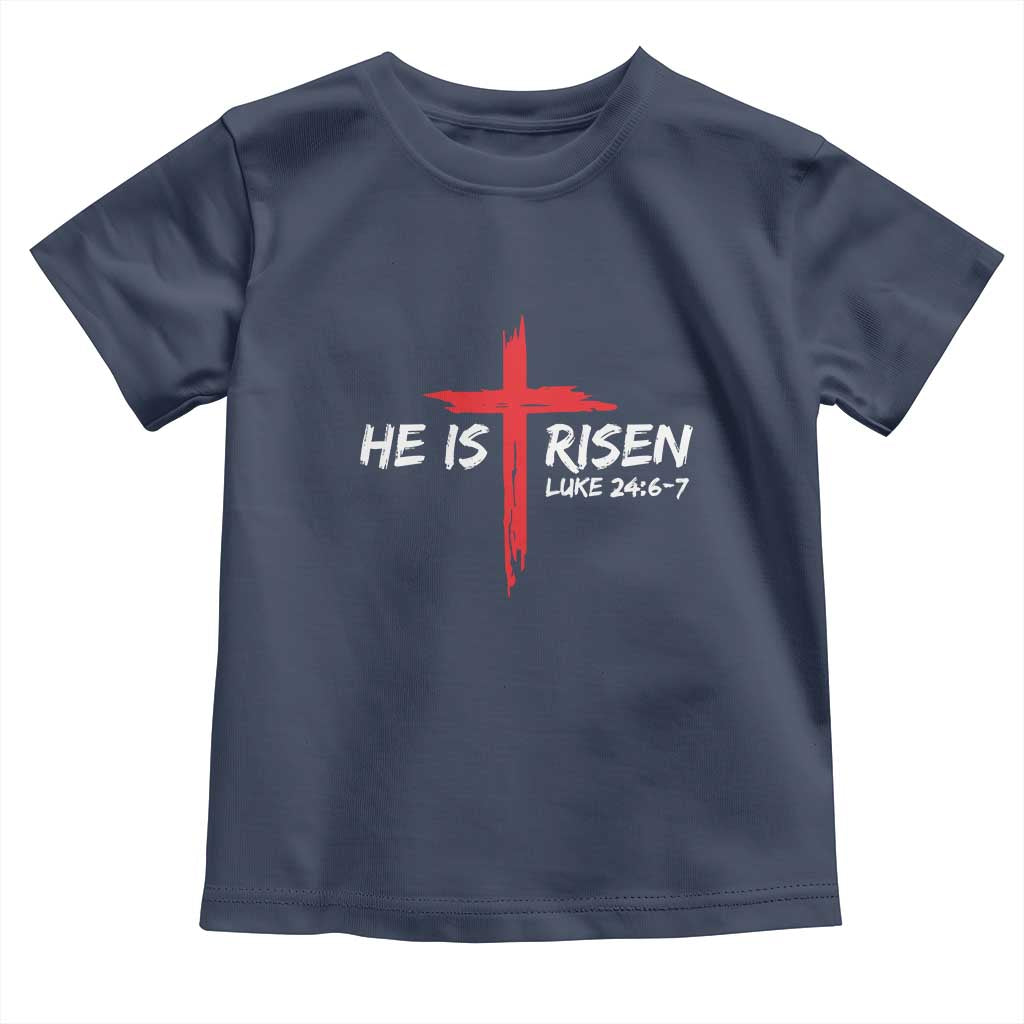 Jesus He Is Risen Toddler T Shirt Christian Cross Bible Verse Easter Day