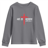 Jesus He Is Risen Youth Sweatshirt Christian Cross Bible Verse Easter Day