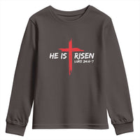 Jesus He Is Risen Youth Sweatshirt Christian Cross Bible Verse Easter Day