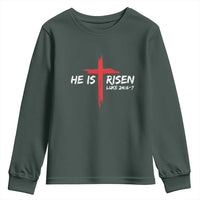 Jesus He Is Risen Youth Sweatshirt Christian Cross Bible Verse Easter Day