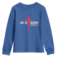 Jesus He Is Risen Youth Sweatshirt Christian Cross Bible Verse Easter Day