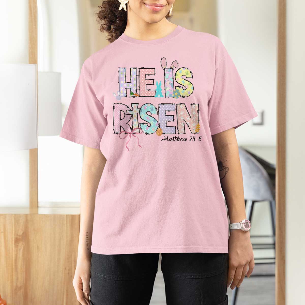 He is Risen Jesus Christian Happy Easter T Shirt For Women