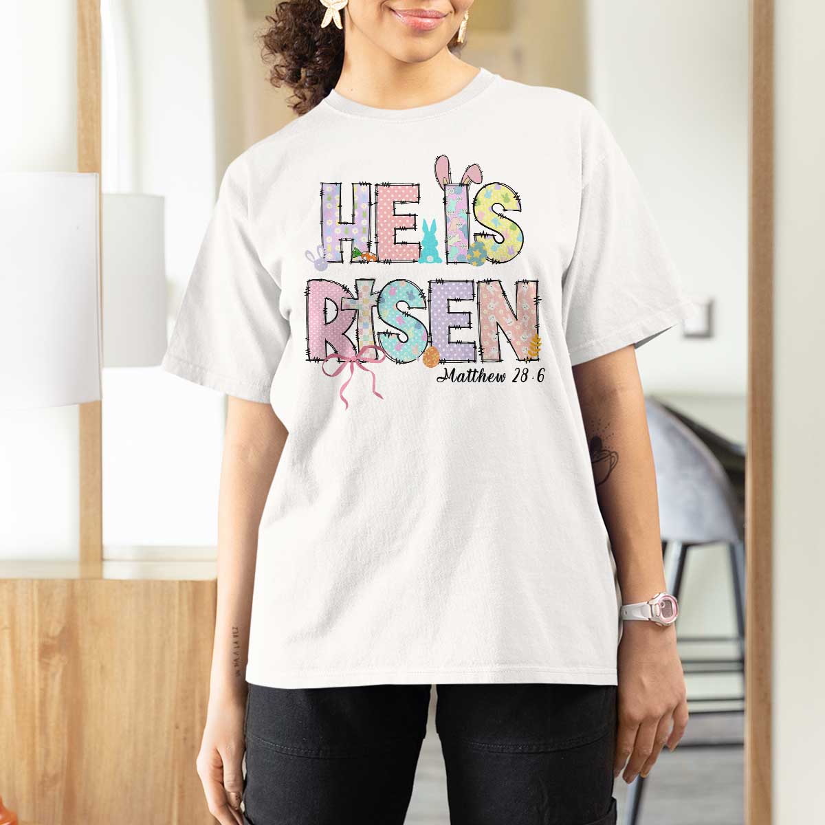 He is Risen Jesus Christian Happy Easter T Shirt For Women