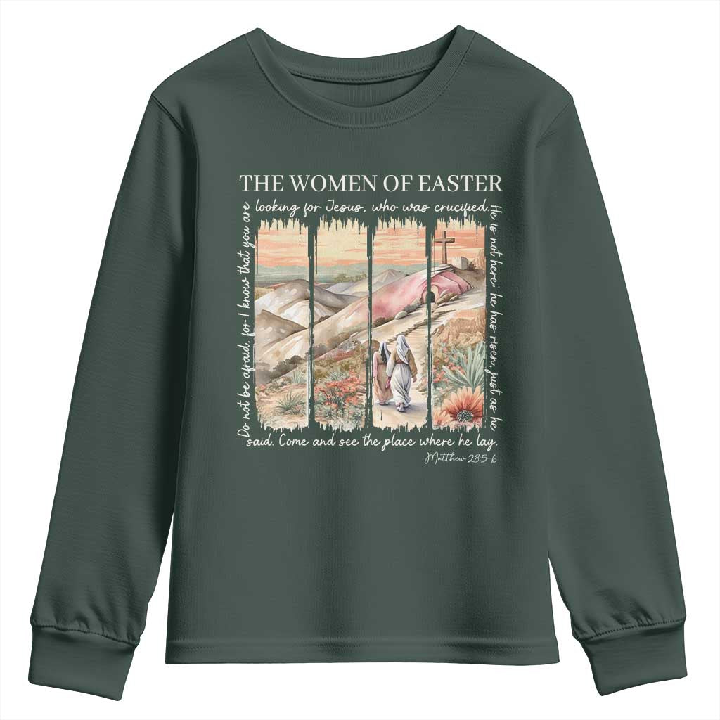 Easter Religious Youth Sweatshirt Women of Easter He is Risen