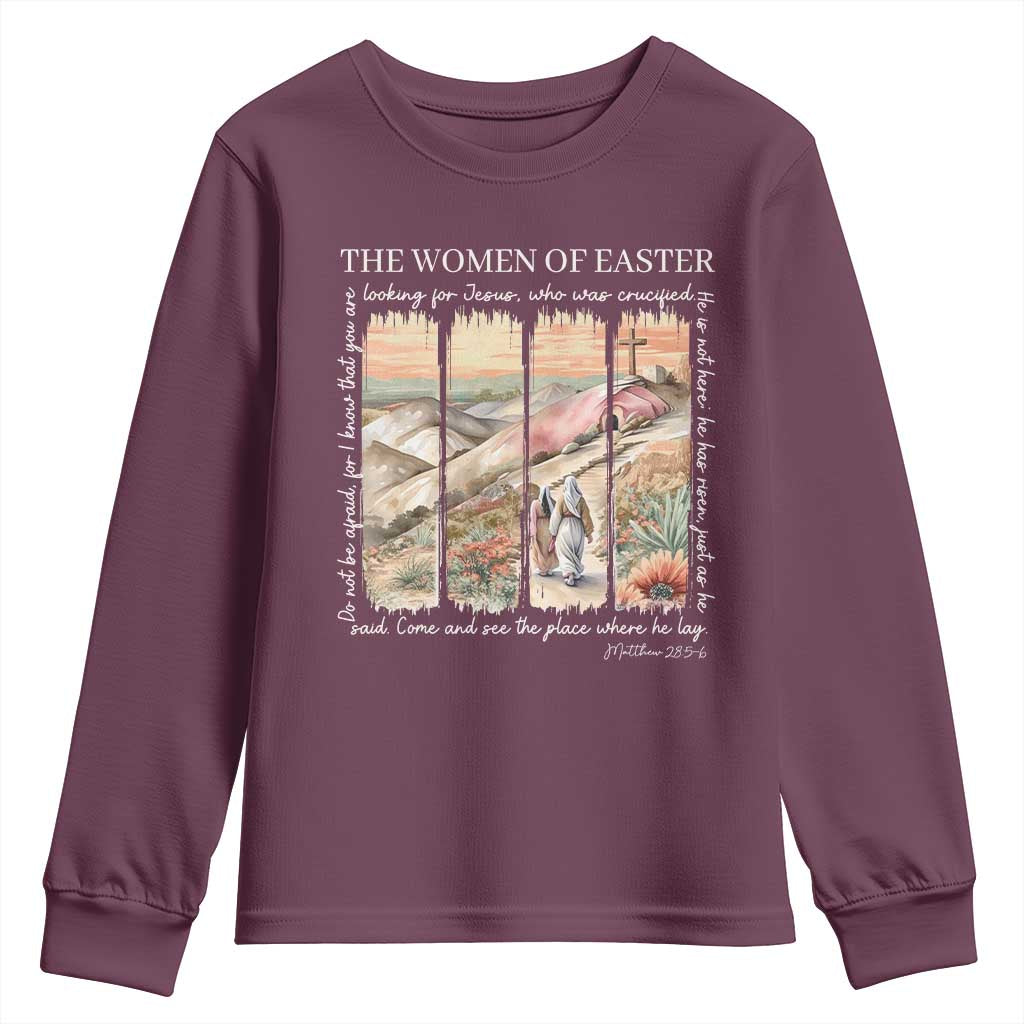 Easter Religious Youth Sweatshirt Women of Easter He is Risen