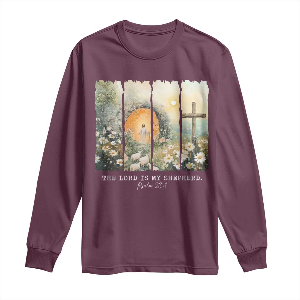 Lord Is My Shepherd Long Sleeve Shirt Easter Religious Christian Cross Bible Verse