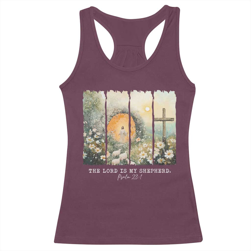 Lord Is My Shepherd Racerback Tank Top Easter Religious Christian Cross Bible Verse