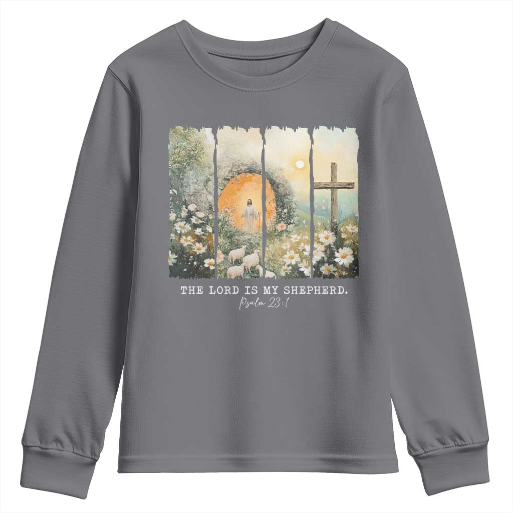 Lord Is My Shepherd Youth Sweatshirt Easter Religious Christian Cross Bible Verse